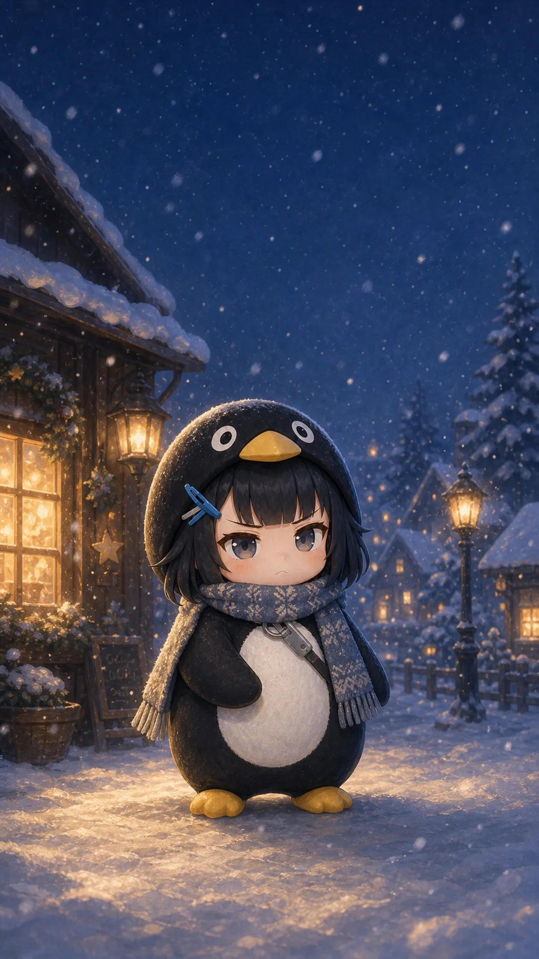 咕咕嘎嘎 (Gugugaga) 手机壁纸 · 雪夜里的暖光 手机壁纸高清无水印素材 免费下载